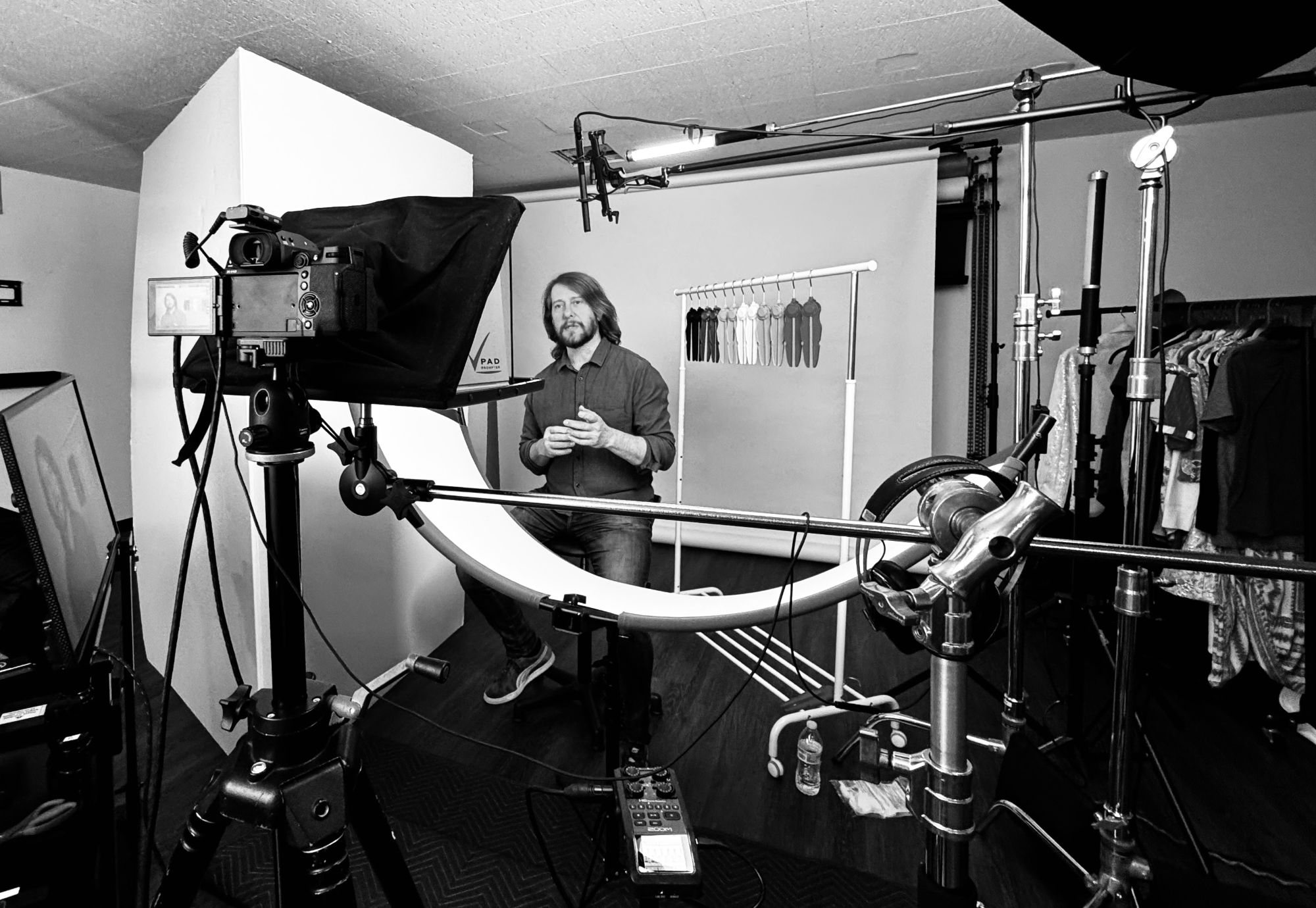 The setup: Kickstarter launch video, on set
